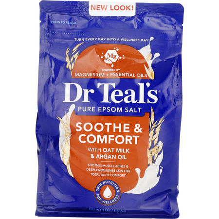 Dr. Teal's by Dr. Teal's Pure Epsom Salt Soaking Solution Soothe & Comfort with Oat Milk, Argan Oil & Essential Oils -1.36kg/48OZ for unisex