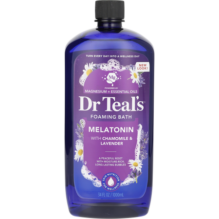 Dr. Teal's by Dr. Teal's Foaming Bath with Pure Epsom Salt Melatonin Sleep Soak with Essential Oil Blend -1000ml/34OZ for unisex