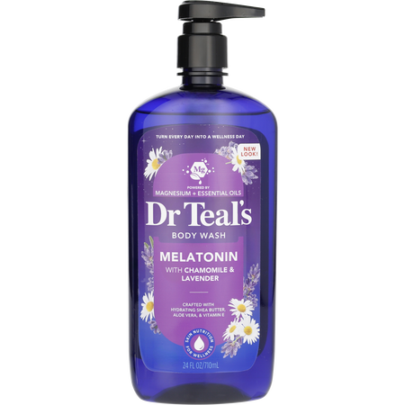 Dr. Teal's Body Wash with Pure Epsom Salt - Sleep Blend with Melatonin & Essential Oils -710ml/24OZ for unisex