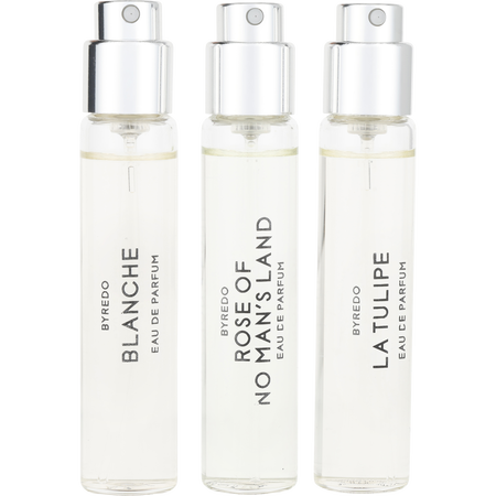 Byredo Variety 3 PIECE VAIRETY SET WITH LA TULIPE & BLANCHE & ROSE OF NO MANS LAND AND ALL ARE Eau de parfum spray 0.41 oz MINI for unisex