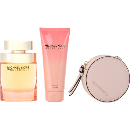 Michael Kors Wonderlust Eau de parfum spray 3.4 oz & BODY LOTION 3.4 oz & ROUND PURSE for women