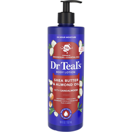 Dr. Teal's Body Lotion - Moisture+ Shea Butter & Almond Oil & Essential Oils -532ml/18OZ for unisex