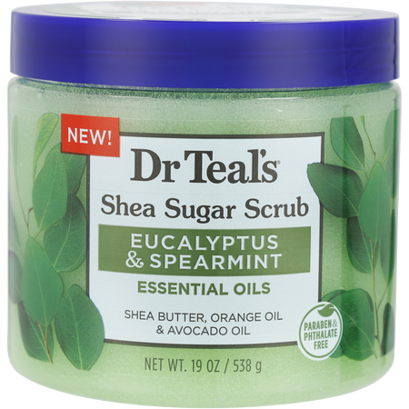 Dr. Teal's by Dr. Teal's Shea Sugar Scrub - Eucalyptus & Spearmint with Essential Oils -538g/19OZ for unisex