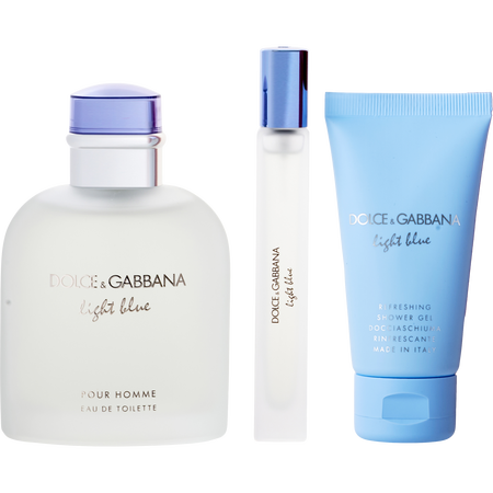 Dolce & Gabbana D & G Light Blue EDT spray 4.2 oz & SHOWER GEL 1.7 oz & EDT spray 0.34 oz MINI for men