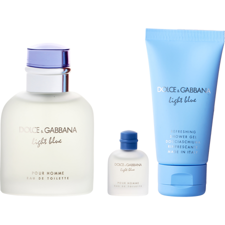 Dolce & Gabbana D & G Light Blue EDT spray 2.5 oz & SHOWER GEL 1.7 oz & EDT spray 0.15 oz MINI for men