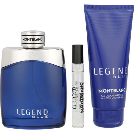 Mont Blanc Legend Blue Eau de parfum spray 3.3 oz & SHOWER GEL 3.4 oz & Eau de parfum spray 0.25 oz MINI for men