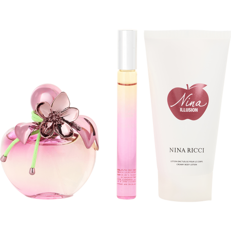 Nina Ricci Nina Illusion Eau de parfum spray 2.7 oz & BODY LOTION 2.5 oz & Eau de parfum spray 0.33 oz MINI for women