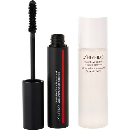 Shiseido by Shiseido Mascara Set: ControlledChaos MascaraInk Black 11.5ml + Instant Eye and Lip Makeup Remover 30ml + Vital Perfection Uplifting and Firming Express Eye Mask -3pcs for women