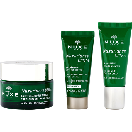Nuxe by Nuxe Nuxuriance Ultra The Global Anti-Aging Routine: Anti-Aging Day Cream AH 50ml + Eye & Lip Contour Care 15ml + Anti-Aging Night Cream 15ml -3pcs for women