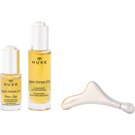 Nuxe by Nuxe The Powerfull anti-Aging Duo: Super Serum [10] the Universal Anti-Aging Essence + Super Serum [10] Eye Serum 30ml + Facial Massage Tool -3pcs for women