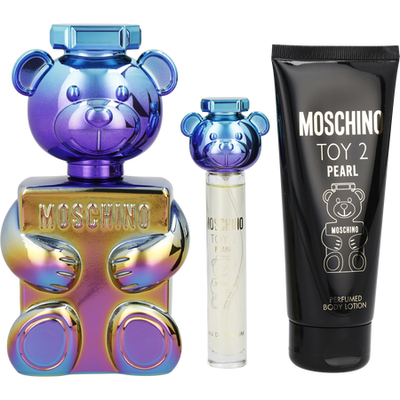 Moschino Toy 2 Pearl Eau de parfum spray 3.4 oz & BODY LOTION 3.4 oz & Eau de parfum spray 0.34 oz MINI for unisex