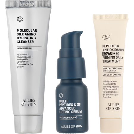 Allies Of Skin 7 Days To Firmer Skin Kit: Molecular Silk Amino Hydrating Cleanser 25ml + Multi Peptides & GF Advanced Lifting Serum 7ml + Peptides & Antioxidants Advanced Firming Daily Treatment 12ml -3pcs for women
