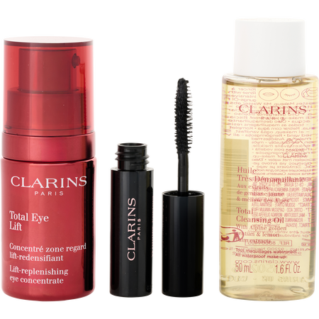 Clarins by Clarins Eye Focus Gift Set: Total Eye Lift Concentrate 15ml+ Total Cleansing Oil 50ml + Wonder Perfect Mascara 4D # 01 Perfect Black 3ml -3pcs for women
