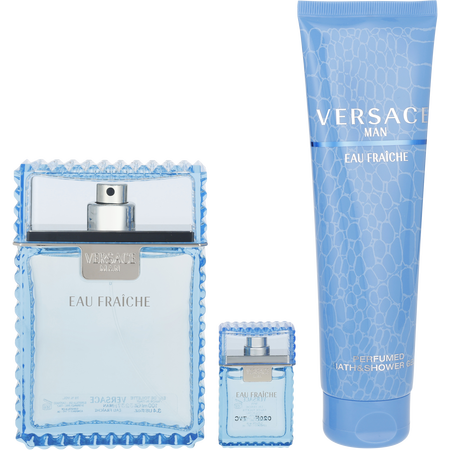 Gianni Versace Versace Man Eau Fraiche EDT spray 3.4 oz & SHOWER GEL 5 oz & EDT 0.17 oz MINI for men