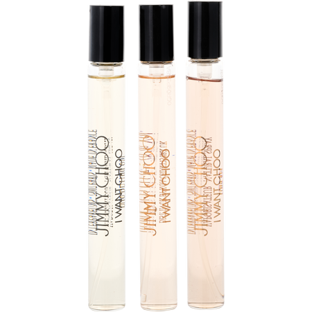 Jimmy Choo Variety 3 PIECE VARIETY WITH I WANT CHOO EDP & I WANT CHOO FOREVER EDP & I WANT CHOO LE PARFUM AND ALL ARE 0.33 oz spray MINIS for women