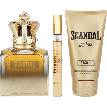 Jean Paul Gaultier Scandal Absolu Pour Homme by Jean Paul Gaultier PARFUM CONCENTRE spray 3.4 oz & SHOWER GEL 2.5 oz & PARFUM CONCENTRE spray 0.34 oz MINI for men