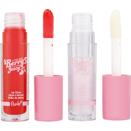 Rude Cosmetics by Rude Cosmetics Berry Juicy Lip Gloss Duo Set - Code Red/Crystalize (Holiday Version) -2xg/0.14OZ for women