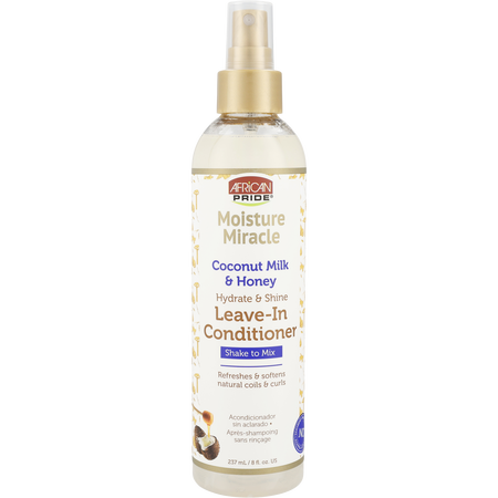 African Pride by AFRICAN PRIDE AFRICAN PRIDE MOISTURE MIRACLE LEAVE IN CONDITIONER spray WITH COCONUT MILK AND HONEY 8 oz for unisex