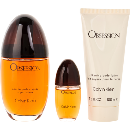 Calvin Klein Obsession Eau de parfum spray 3.3 oz & BODY LOTION 3.3 oz & Eau de parfum spray 0.5 oz MINI for women