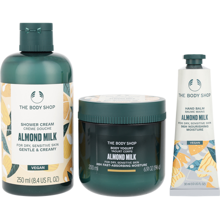 The Body Shop by The Body Shop Almond Milk Essentials Set: Shower Cream 250ml + Body Yogurt 200ml + Hand Balm 30ml -3pcs for women