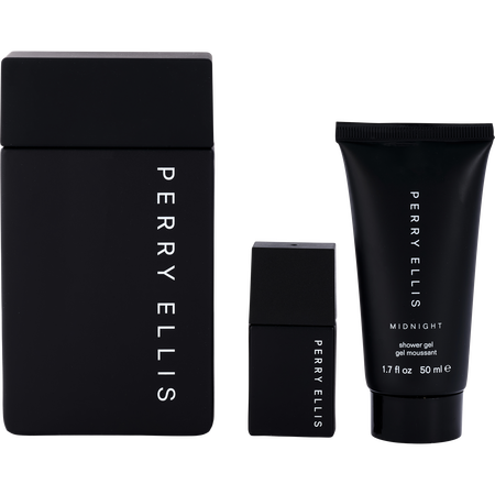 Perry Ellis Midnight EDT spray 3.4 oz & SHOWER GEL 1.7 oz & EDT spray 0.25 oz MINI for men