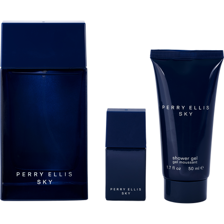Perry Ellis Sky EDT spray 3.4 oz & SHOWER GEL 1.7 oz & EDT spray 0.25 oz MINI for men