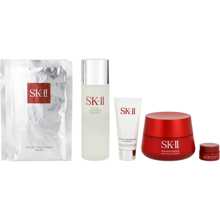 Sk Ii by SK II Pitera Anti-Aging Set: Facial Treatment Cleanser 17ml + Facial Treatment Essence 75ml + Skinpower Advanced Cream 80ml + 2x Facial Treatment Mask -5pcs for women