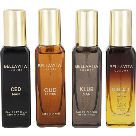 Bellavita Variety by Bellavita MEN'S GIFT SET WITH CEO & G.O.A.T. & KLUB & OUD AND ALL ARE Eau de parfum spray 0.368 oz for men
