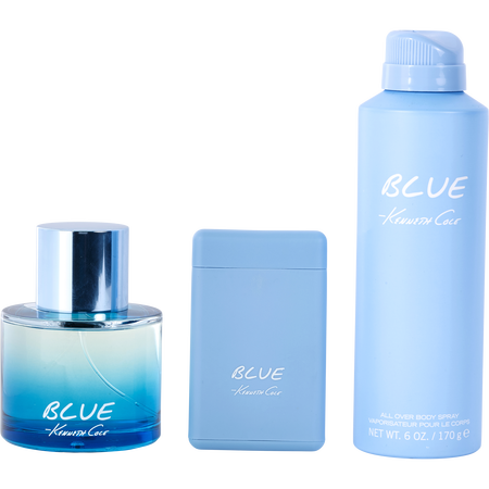 Kenneth Cole Blue EDT spray 3.4 oz & ALL OVER BODY spray 6 oz & EDT spray 0.6 oz for men