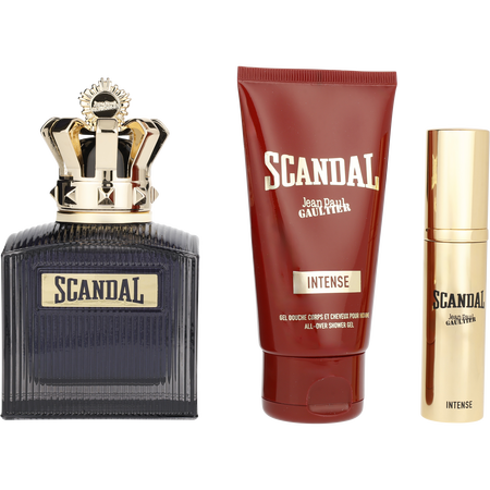 Jean Paul Gaultier Scandal Intense Pour Homme Eau de parfum INTENSE spray 3.4 oz & SHOWER GEL 2.5 oz & Eau de parfum spray 0.33 oz MINI for men