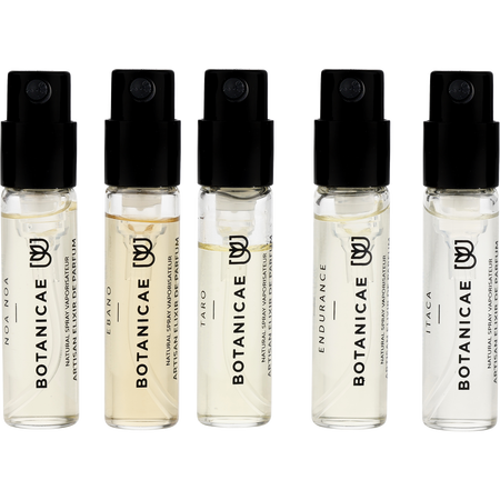 Botanicae Variety by Botanicae 7 PIECE DISCOVERY SET WITH EBANO & ENDURANCE & ITACA & NOA NOA & TARO & THE SWAN AND ALL ARE ELIXIR DE PARFUM spray VIALS for unisex