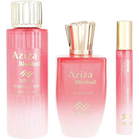 Luniche Aziza Blushed Eau de parfum spray 3.4 oz & FRAGRANCE MIST 3.4 oz & Eau de parfum spray 0.34 oz MINI for unisex
