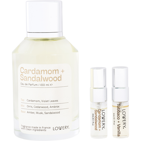 Lovery Cardamom + Sandalwood Eau de parfum spray 3.38 oz & Eau de parfum spray 0.33 oz MINI & TOBACCO + VANILLA Eau de parfum spray 0.33 oz MINI for unisex
