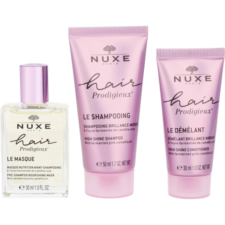 Nuxe by Nuxe HAIR PRODIGIEUX HIGH SHINE SHAMPOO 1.7 oz & HIGH SHINE CONDITIONER 1 oz & HAIR PRODIGIEUX PRE SHAMPOO NOURISHING MASK 1 oz & BAG for women