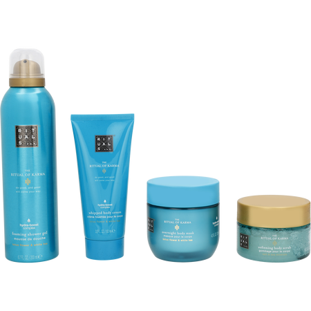 Rituals by Rituals The Ritual of Karma Set: Foaming Shower Gel 6.7OZ + Body Cream 3.4 oz + Body Scrub 4.2 oz + Body Mask 4.2OZ -4pcs for unisex