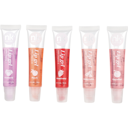 Nicka K by Nicka K Pink Blush Lip Gel Collection: Blueberry + Grapefruit + Peach + Strawberry + Watermelon -5x15ml/0.5OZ for women
