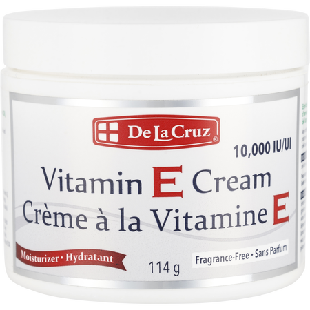 De La Cruz 10000 IU Vitamin E Cream - Fragrance Free -114g/4OZ for unisex
