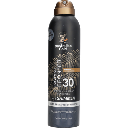 Australian Gold by Australian Gold Instant Bronzer Continuous Spray Sunscreen with Shimmer SPF 30 -170g/6OZ for unisex