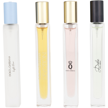 Dolce & Gabbana Variety 4 PIECE WOMENS MINI VARIETY WITH LIGHT BLUE EDT & DEVOTION Eau de parfum & Q Eau de parfum & DOLCE Eau de parfum AND ALL ARE spray 0.33 oz MINIS for women