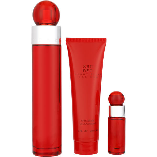 Perry Ellis 360 Red by Perry Ellis, Eau De Toilette Spray 3.4 oz & Shower Gel 3 oz & Eau De Toilette Spray 0.25 oz Mini, image 2 of 2