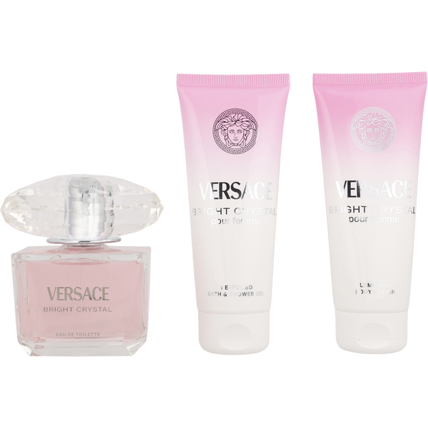Versace Bright Crystal by Gianni Versace, Eau De Toilette Spray 3 oz & Body Lotion 3.4 oz & Shower Gel 3.4 oz & Pouch, image 2 of 2