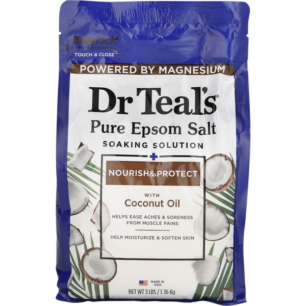 Dr. Teal's by Dr. Teal's, Pure Epsom Salt Soaking Solution Nourish & Protect With Coconut Oil --1.36kg/48oz