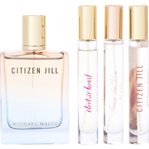 Michael Malul Variety by Michael Malul, Citizen Jill Eau De Parfum Spray 3.4 oz & Eau De Parfum Spray 0.34 oz Mini & Joie De Vie Blush Eau De Parfum Spray 0.34 oz Mini & Electric Heart Eau De Parfum Spray 0.34 oz Mini, image 2 of 2