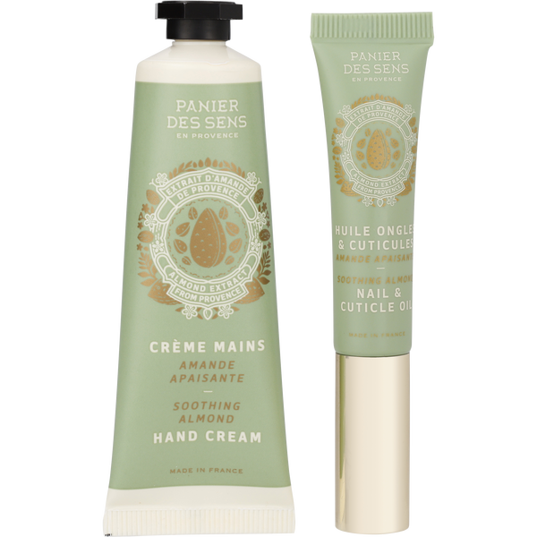 Panier Des Sens by Panier Des Sens, Pretty Hand Set: Soothing Almond Hand Cream 30ml + Soothing Almond Nail & Cuticle Oil 0.25oz --2pcs