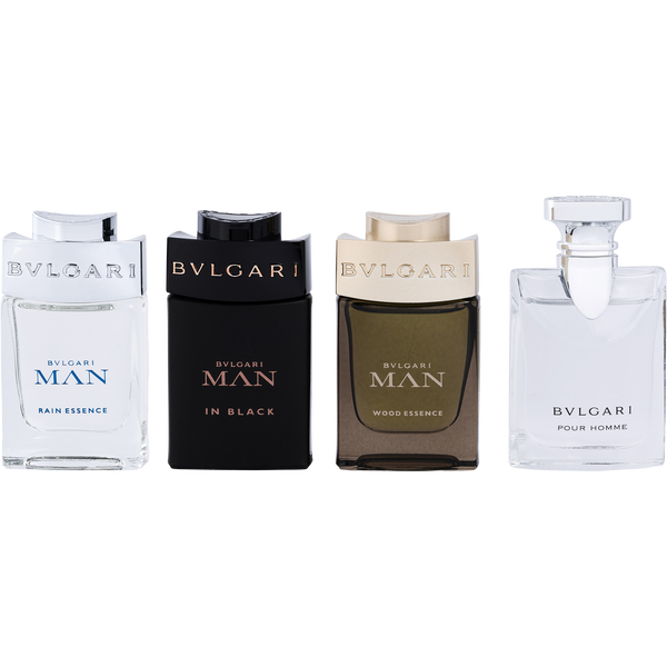 Bvlgari Variety by Bvlgari, 4 Piece Men's Mini Variety With Bvlgari Eau De Toilette & Man Wood Essence Eau De Parfum & Man In Black Eau De Parfum & Man Rain Essence Eau De Parfum And All Are 0.17 oz Minis, image 2 of 2