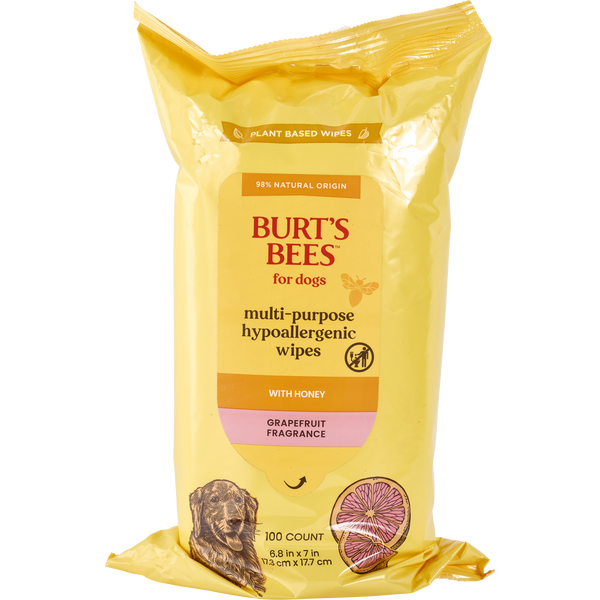 Burt's Bees For Dogs by Burt's Bees, Multi-Purpose Hypoallergenic Wipes With Honey (100 Ct)