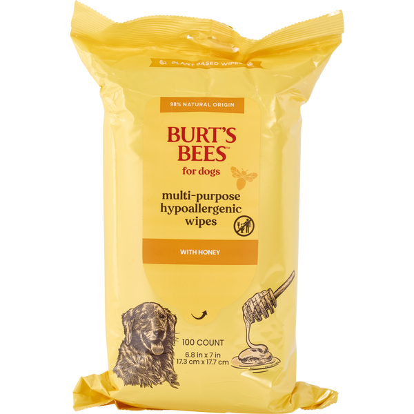 Burt's Bees For Dogs by Burt's Bees, Multi-Purpose Hypoallergenic Wipes With Honey - Grapefruit Fragrance (100 Ct)