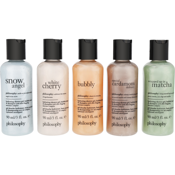 Philosophy by Philosophy, Shower Gel Wishlist: Bubbly + Snow Angel + Special Cardamom Delivery + White Cherry + Wrapped Up In Matcha --5x90ml/3oz