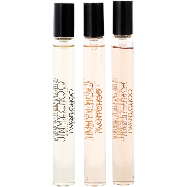 Jimmy Choo Variety by Jimmy Choo, 3 Piece Variety With I Want Choo Eau De Parfum & I Want Choo Forever Eau De Parfum & I Want Choo Le Parfum And All Are 0.33 oz Spray Minis, image 2 of 2