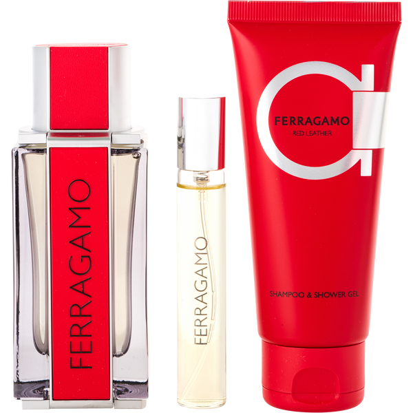 Ferragamo Red Leather by Salvatore Ferragamo, Eau De Parfum Spray 3.4 oz & Shampoo And Shower Gel 3.4 oz & Eau De Parfum Spray 0.5 oz Mini, image 2 of 2